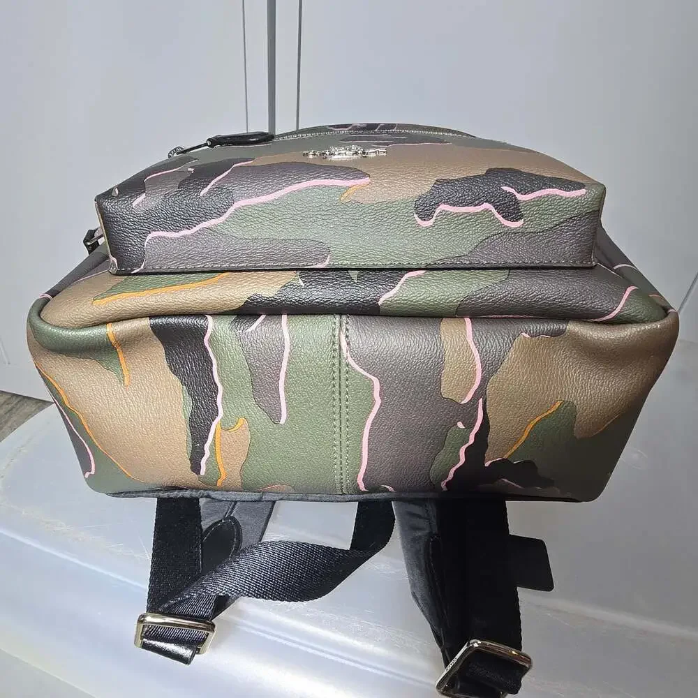 Coach Medium Charlie Backpack in Green and Brown Camouflage with Matching Wallet
